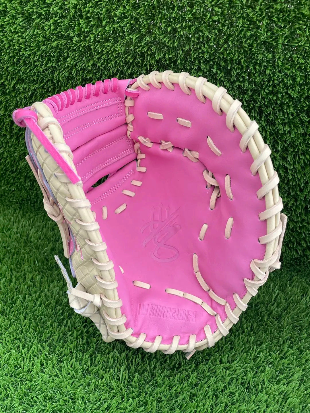 12.5” Steerhide Kip Leather First Baseman Baseball Glove - Pink &amp; Tan (Ice Cream Glove