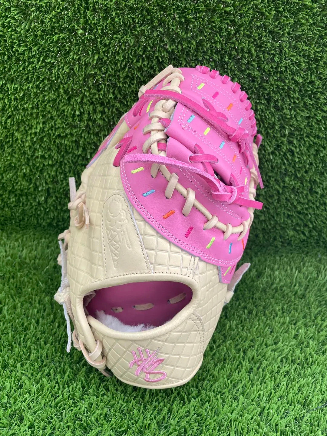 12.5” Steerhide Kip Leather First Baseman Baseball Glove - Pink &amp; Tan (Ice Cream Glove